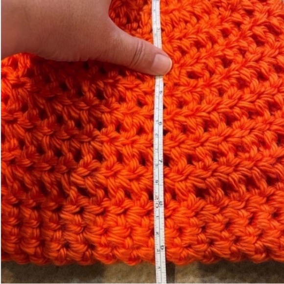 Handmade Crochet Orange Hat Beanie Neon Acrylic Cap Hand Crafted Runner Skullcap - Picture 9 of 17